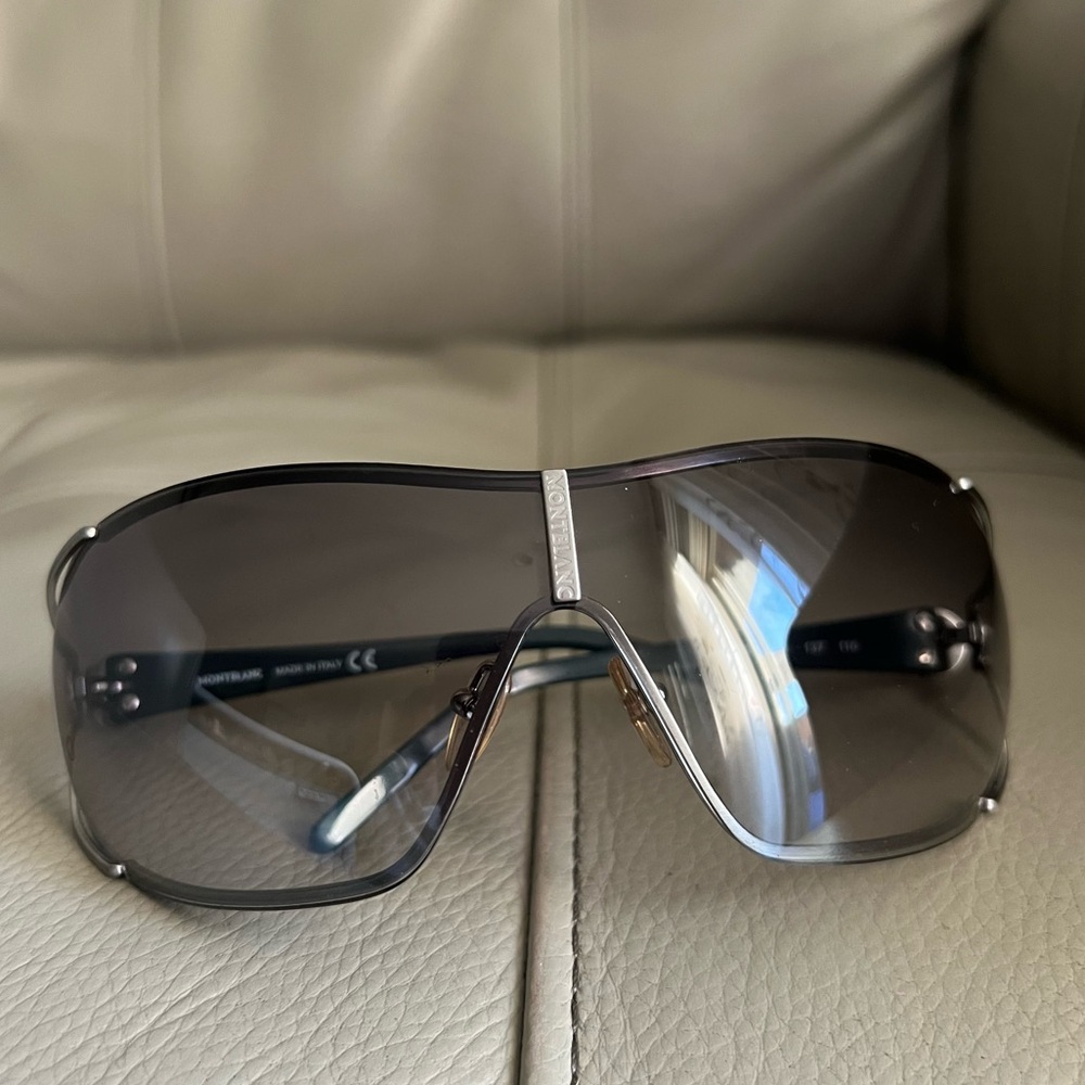 Montblanc Mont Blanc Transparent Mask Sunglasses MB 82S Gray Italy Made Unisex - Picture 12 of 12
